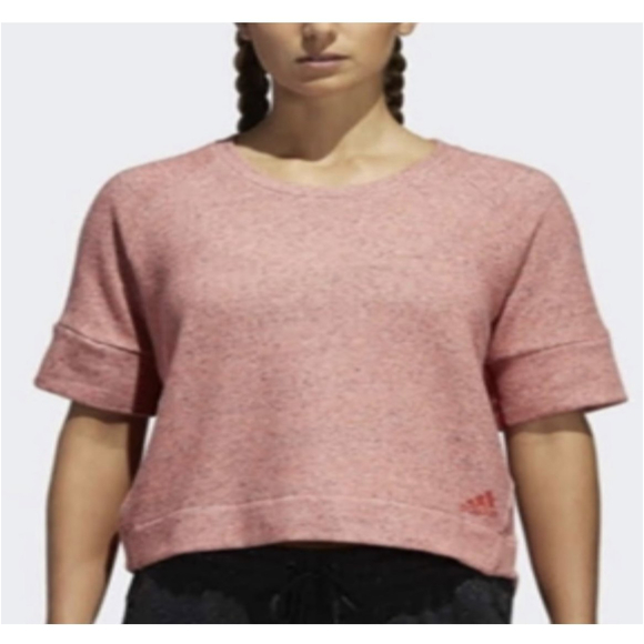 ADIDAS Salmon Short Sleeved Sweatshirt - Picture 1 of 5